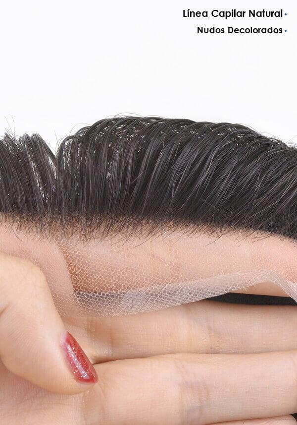 Prótesis capilar para hombre de cabello precortado con cabello natural