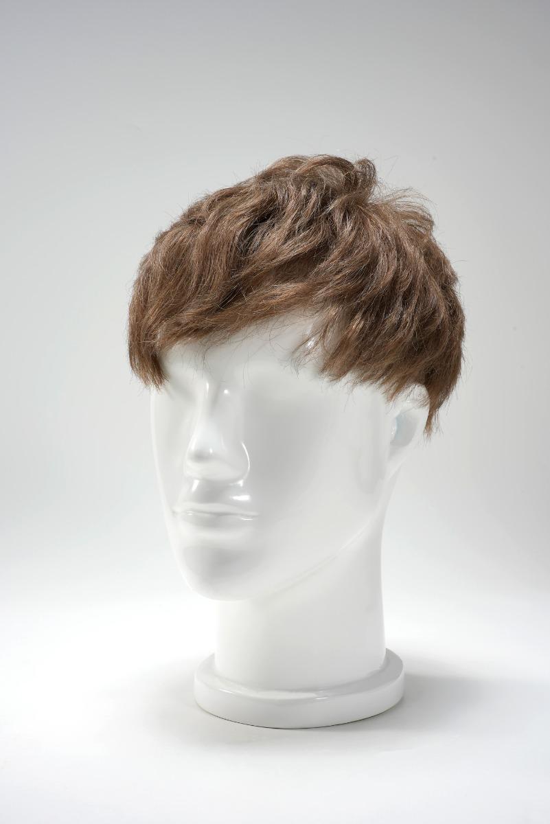 Prótesis capilar para hombre precortado con flequillo, moderno de cabello natural y fácil colocación