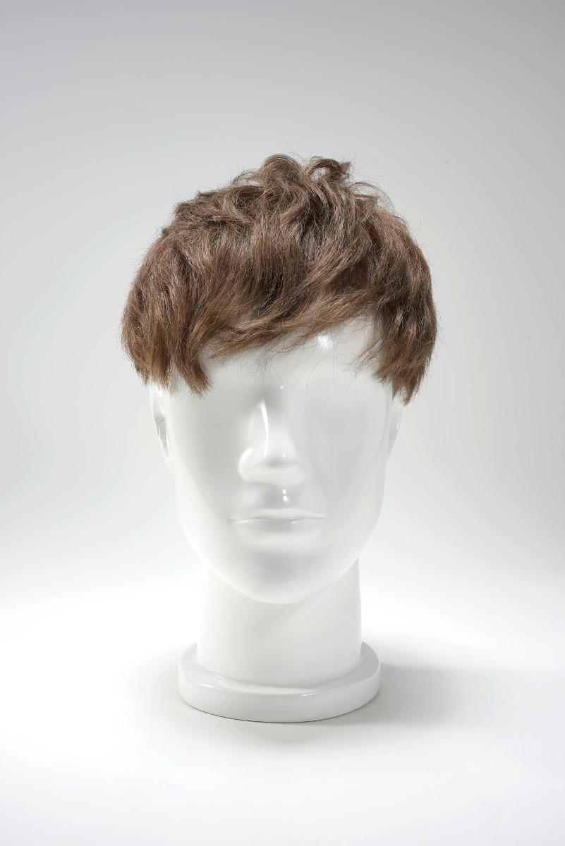 Prótesis capilar para hombre precortado con flequillo, moderno de cabello natural y fácil colocación