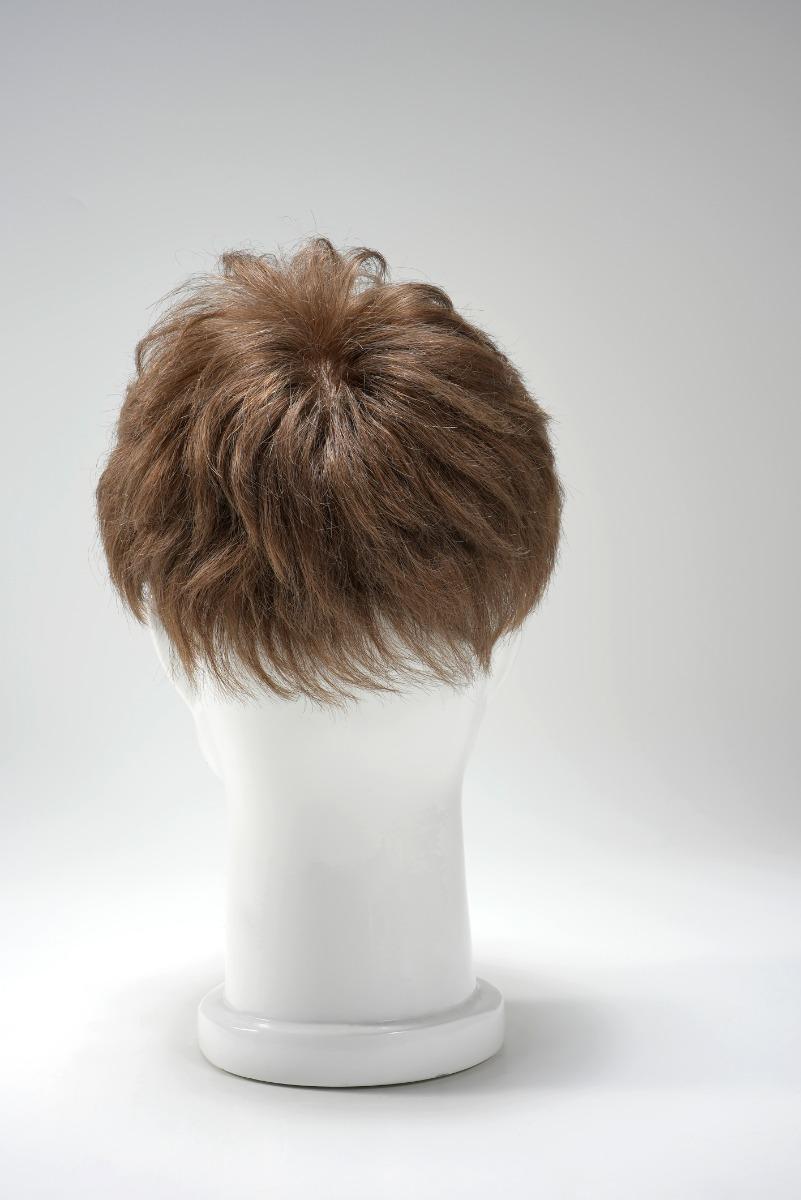Prótesis capilar para hombre precortado con flequillo, moderno de cabello natural y fácil colocación