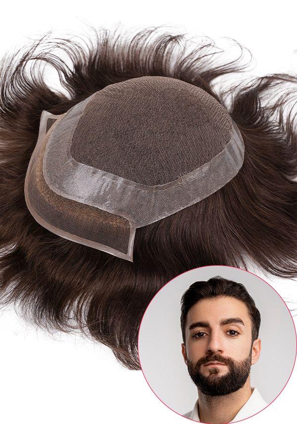 Peluca para hombre de cabello natural y de alta calidad