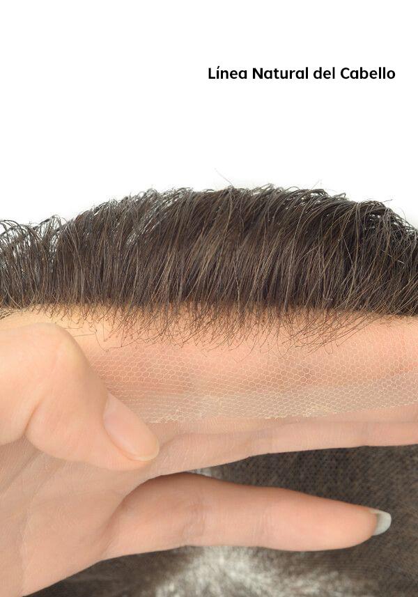 Prótesis Capilar Personalizado de Encaje Francés y Encaje Suizo Frontal. Altamente Transpirable y Frontal Realista