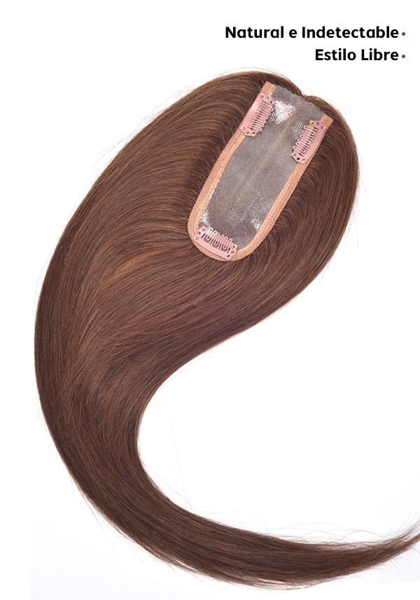  Peluca para Mujer Tipo Topper de Poliuretano con Broches Altamente Durable y de Fácil Colocación