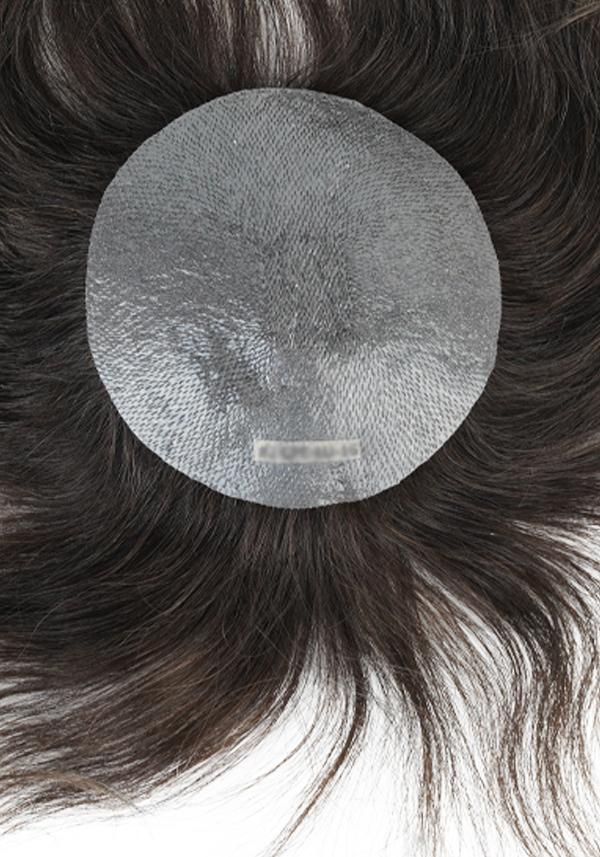 Parche de peluca de cabello real para pérdida de cabello en el área de la coronilla de skin delgado e indetectable