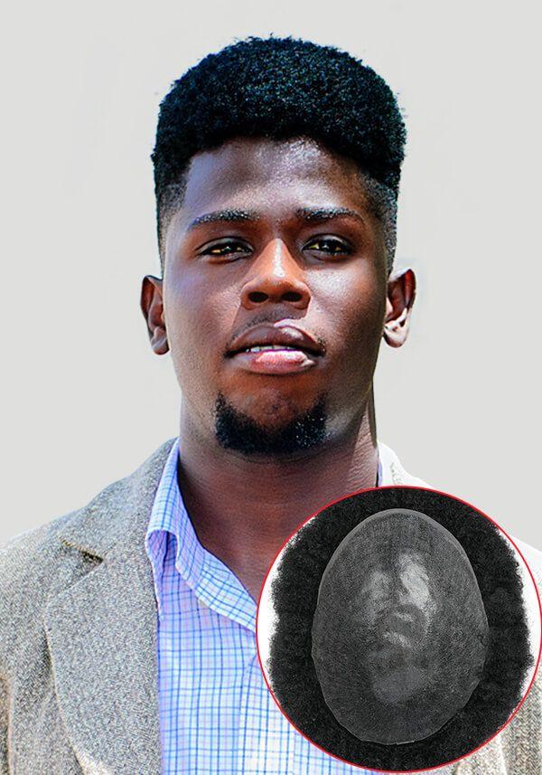Peluca para hombre de Skin con Malla Inyectada y Cabello Afro. Altamente Durable y Realista
