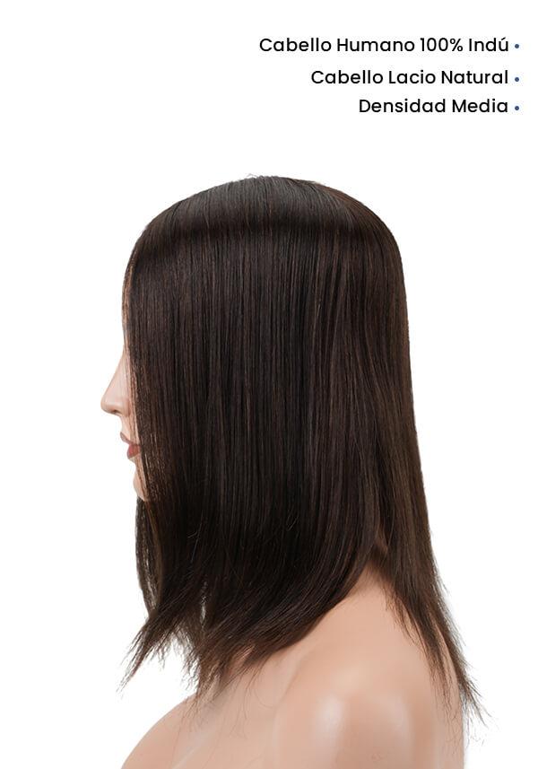  Peluca para Mujer de Integración y Voluminizador con Línea de Red y Poliéster de Cabello 100% Humano