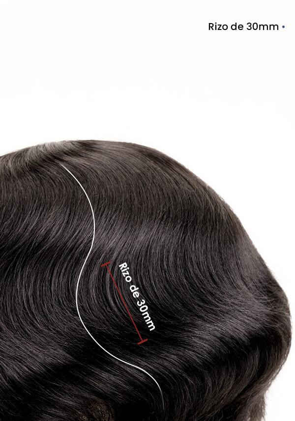 Tupé para hombre de cabello natural con ondulado de 30mm