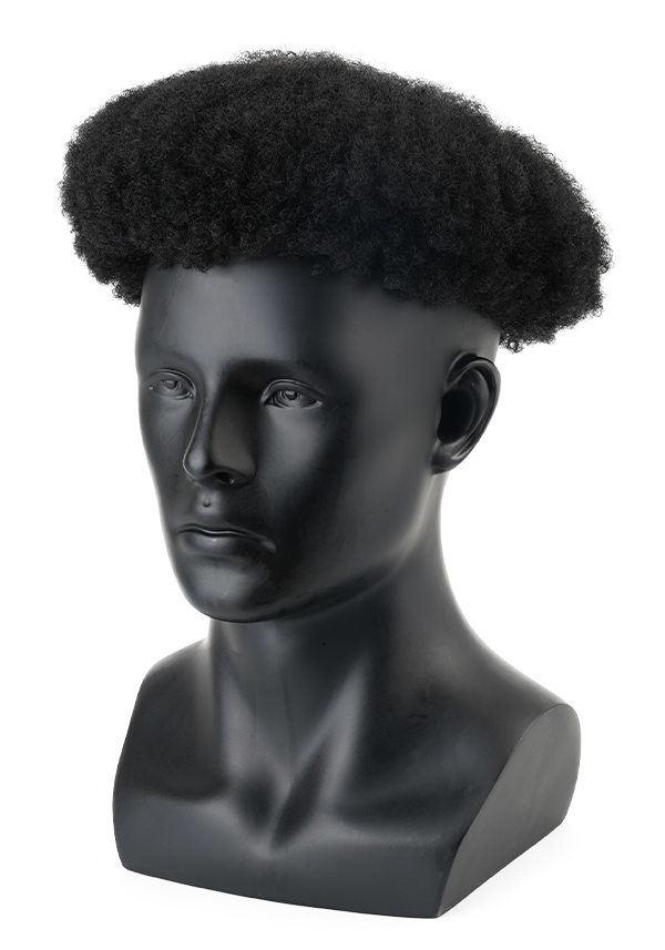 Tupé para hombre de cabello real tipo Afro de encaje transpirable e indetectable
