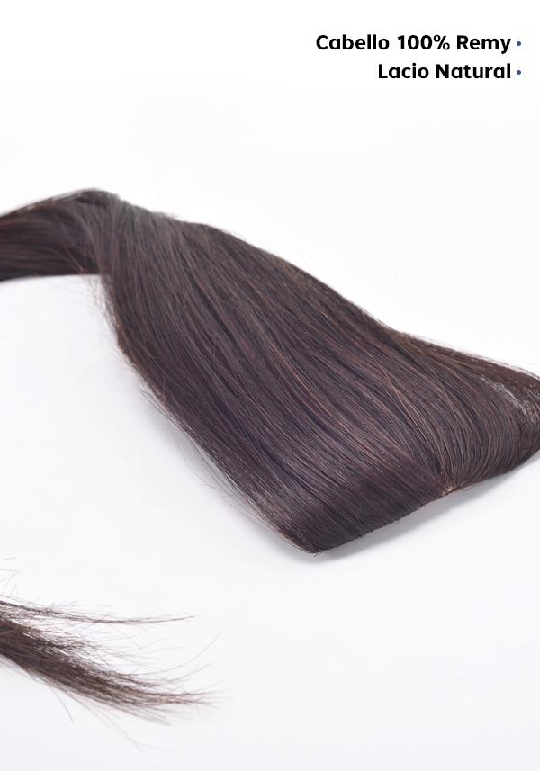 Peluca para Mujer Tipo Topper de Seda con Broches de Fácil Colocación y Cabello 100% Humano Natural