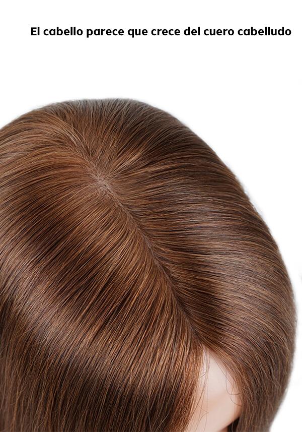 Peluca para Mujer con Cabello Remy de Seda Tipo Topper con Broches y Aparienica Realista