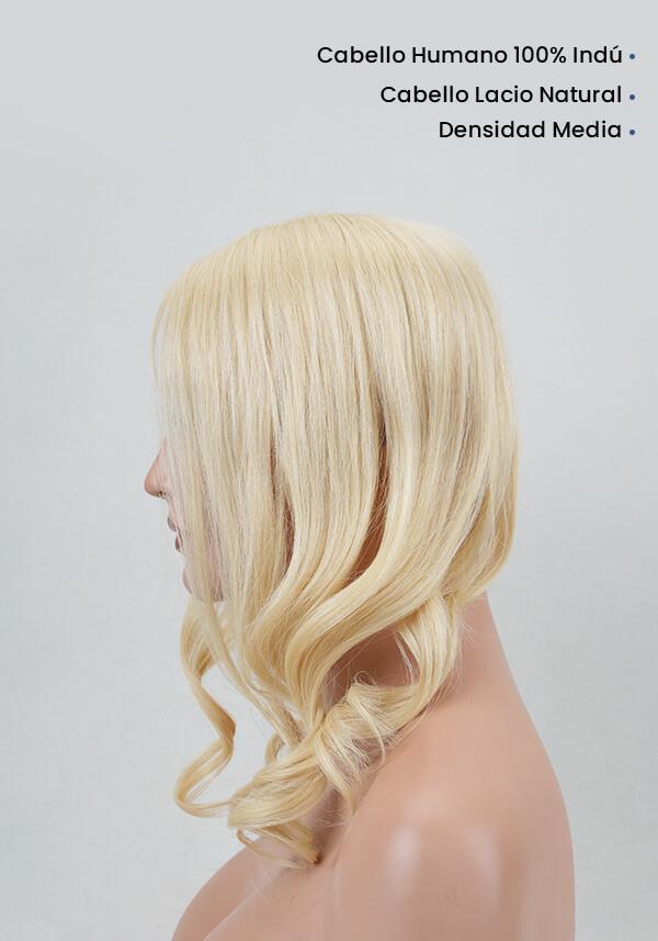 Peluca para Mujer de Integración y Voluminizador de Seda con Línea de Poliéster con Cabello 100% humano
