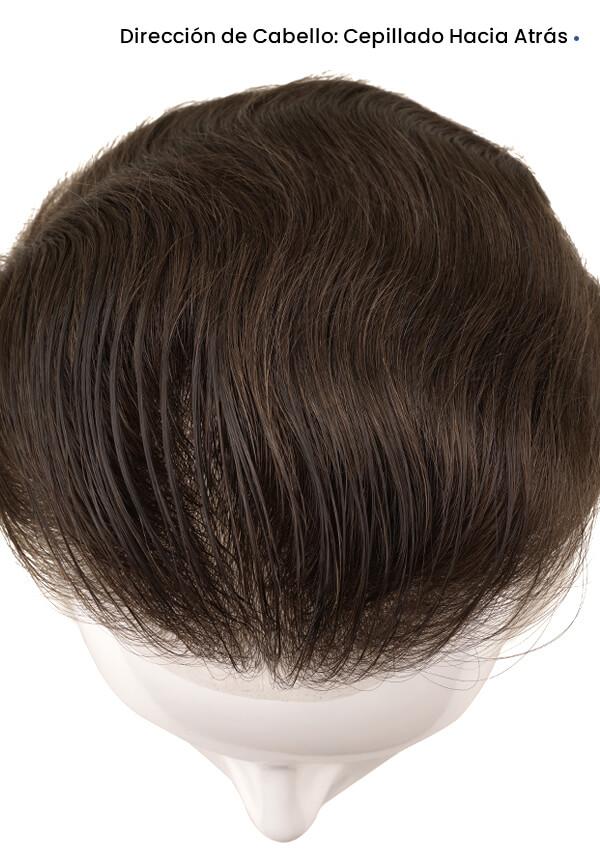 Prótesis capilar para hombre de cabello natural y estilizado de cabello hacia atrás con línea frontal indetectable