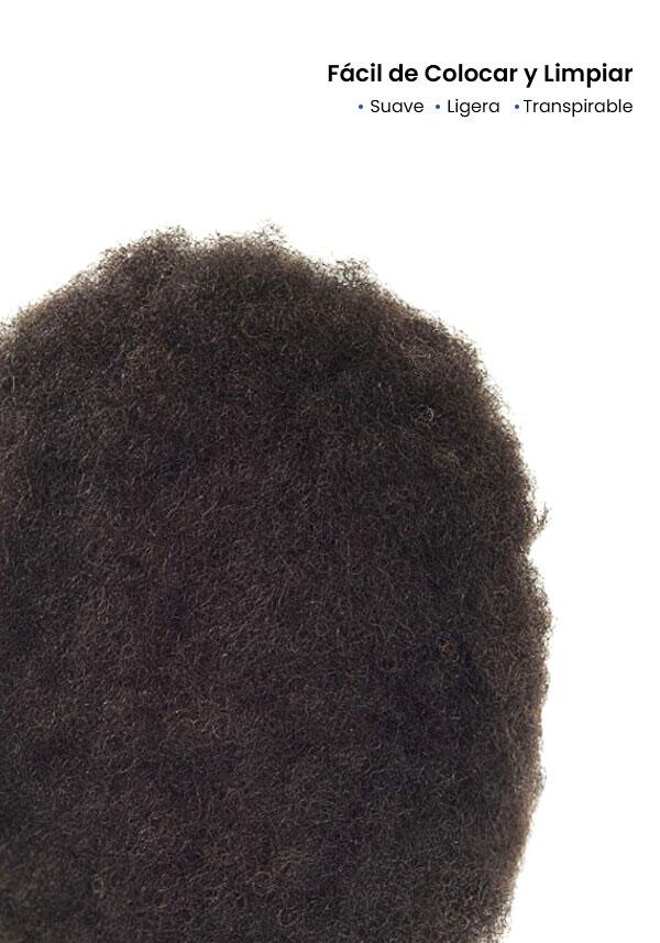 Tupé Personalizado de Encaje y Skin con Cabello Afro de Apariencia Natural