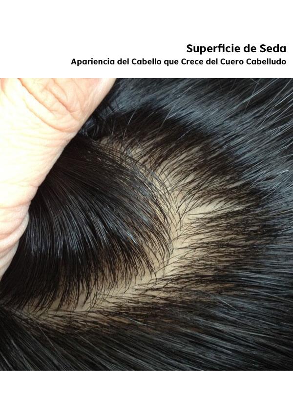 Pelucar Personalizado de Seda y Perímetro de Poliuretano y Encaje Frontal. Cabello Natural