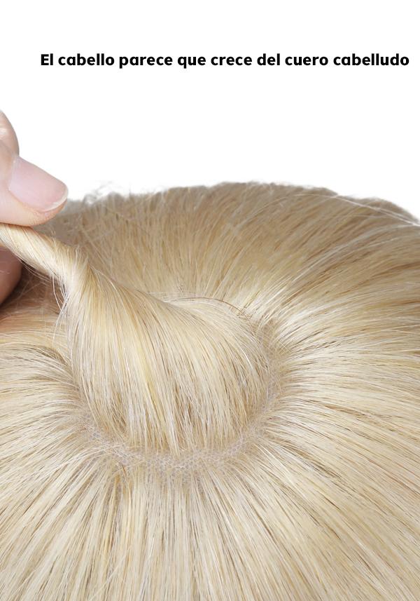 Peluca para Mujer de Seda, Malla Expandible y Encaje. Transpirable y Realista