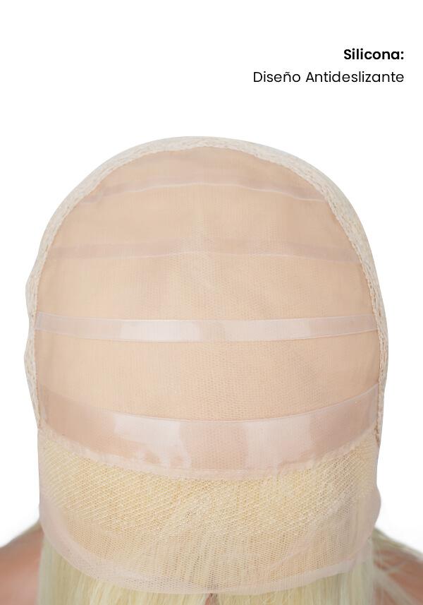 Peluca para Mujer de Malla Expandible con Seda y Encaje Frontal. Antideslizante