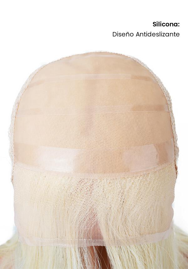 Peluca para Mujer de Malla Ajustable con Monofilamento y Encaje Frontal Atideslizante