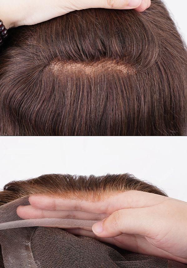 Topper para hombre de cabello natural y de alta calidad. Línea frontal del cabello indetectable