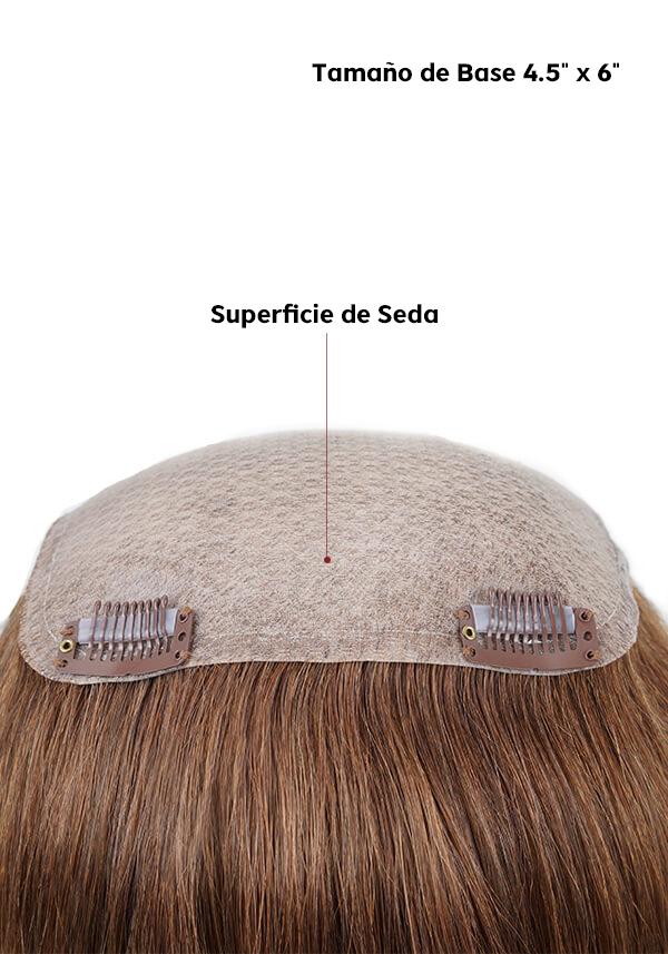 Peluca para Mujer con Cabello Remy de Seda Tipo Topper con Broches