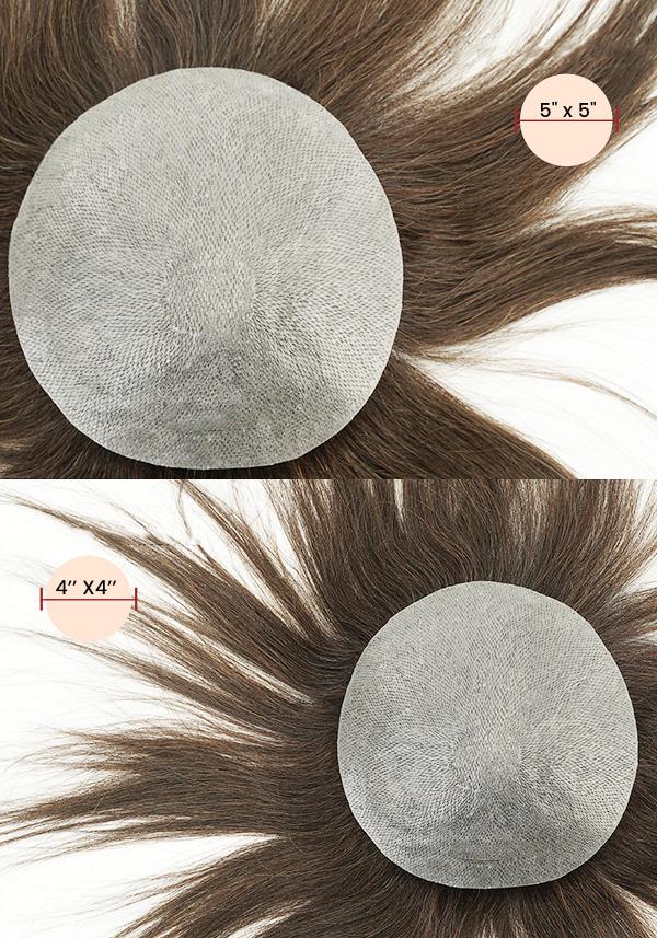 Parche de peluca pequeño de cabello real para pérdida de cabello en el área de la coronilla indetectable