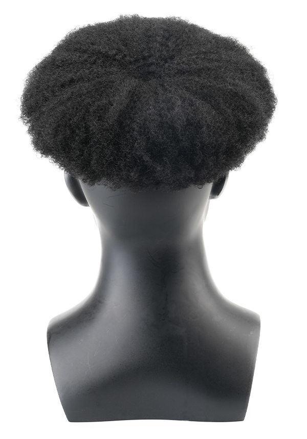 Peluquin para hombre de cabello real tipo Afro de encaje transpirable e indetectable