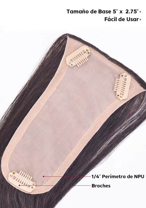 Peluca para Mujer Tipo Topper de Seda con Broches de Fácil Colocación