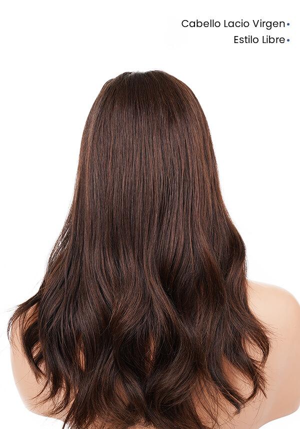 Peluca para Mujer de Encaje y Malla Ajustable con Broches. Con Cabello 100% natural