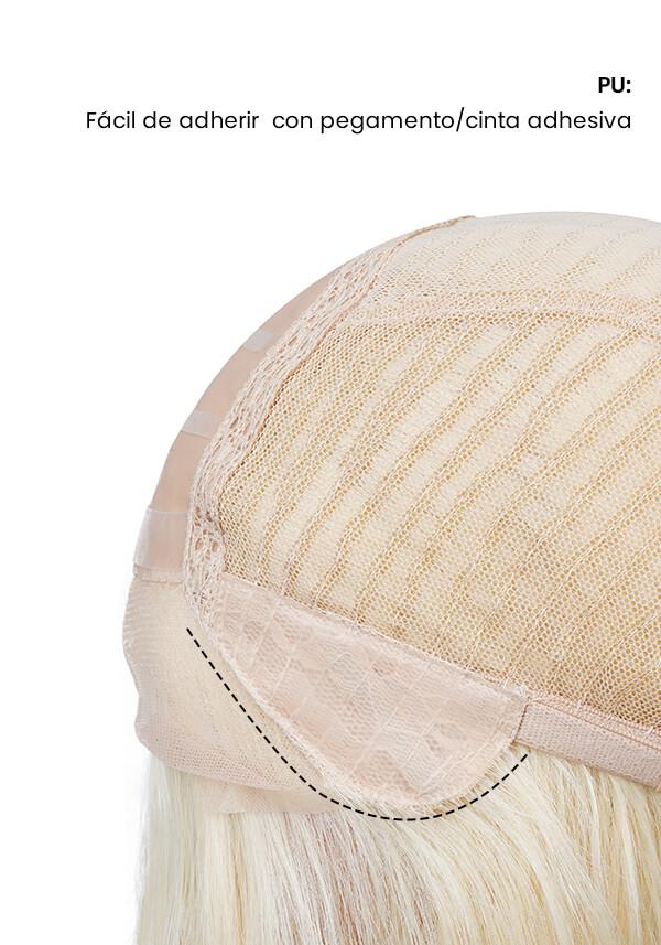 Peluca para Mujer de Malla Expandible con Seda y Encaje Frontal. De fácil colocación