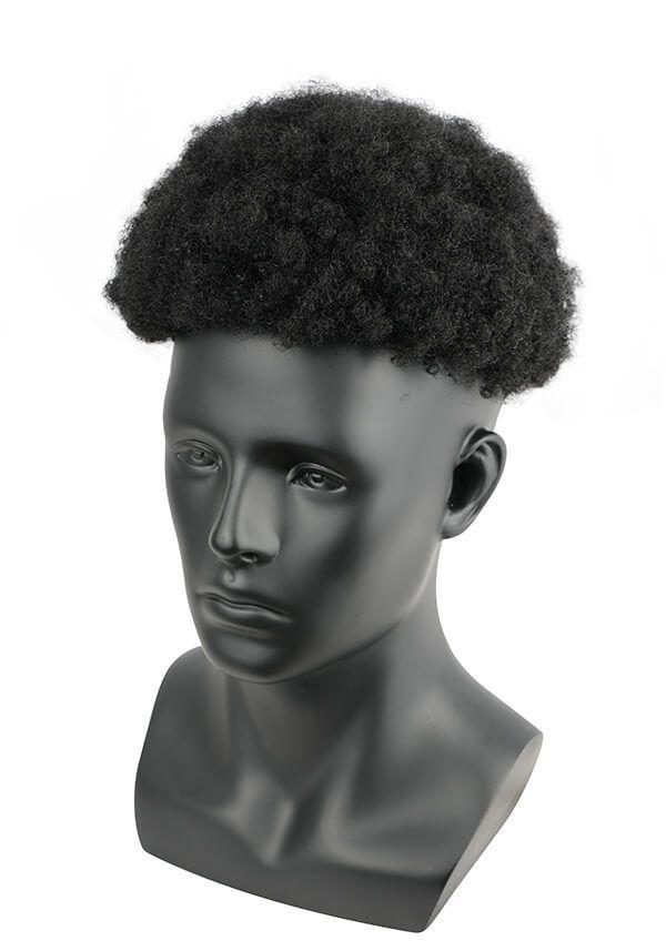 Peluca para hombre tipo afro de cabello real indetectable y durable
