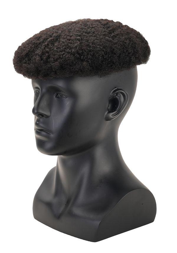 Prótesis capilar para hombre de cabello Afro indetectable y ligero