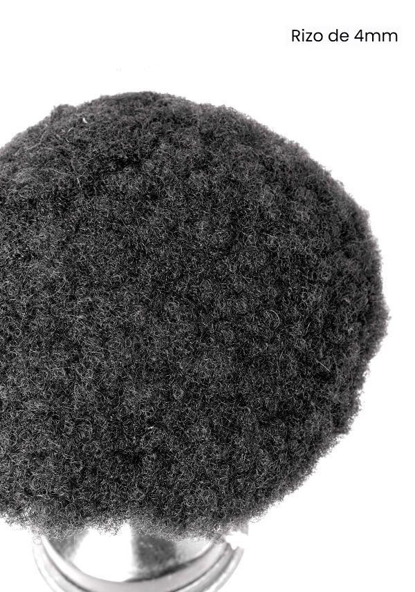 Peluca para hombre de cabello real tipo afro durable con rizo de 4mm