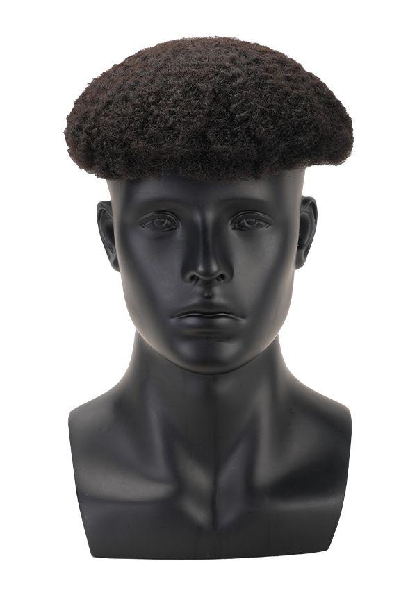 Prótesis capilar para hombre de cabello Afro indetectable color negro