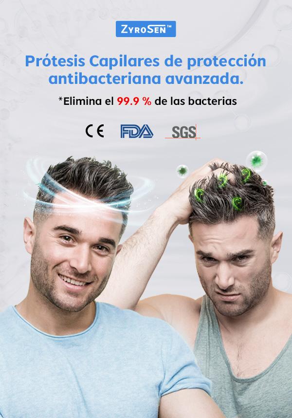 Prótesis capilar para hombre de skin de tipo antibacterial para piel sensible
