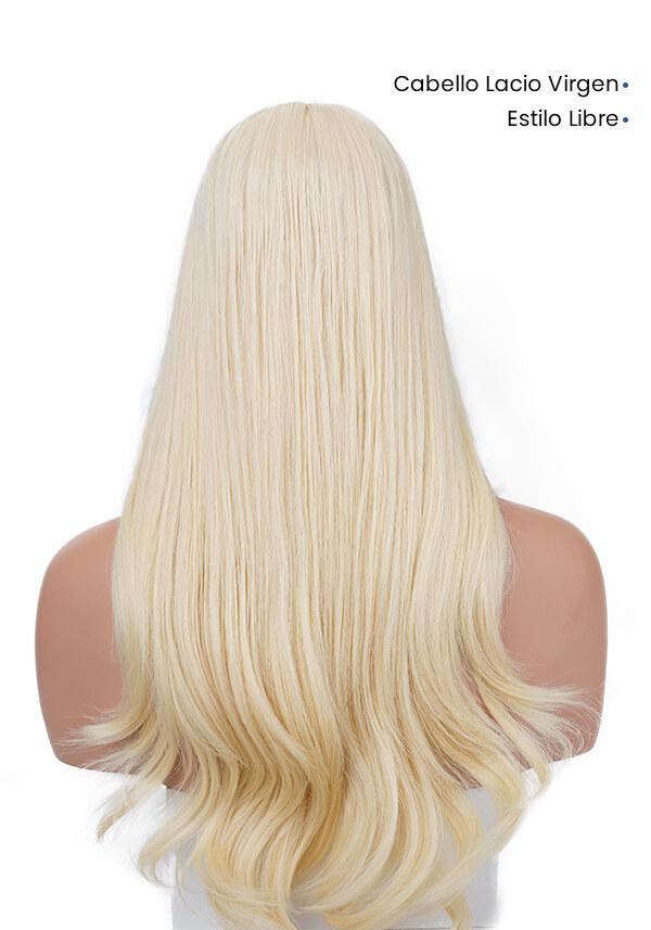 Peluca para Mujer de Malla Ajustable con Monofilamento y Encaje Frontal con Cabello 100% humano