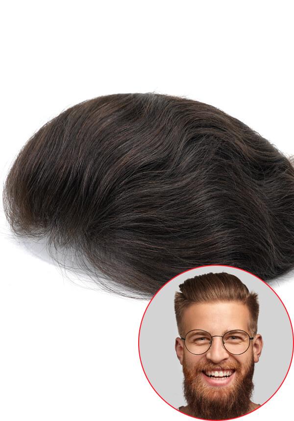 Tupé para hombre de cabello natural, ideal para peinado de cabello hacia atrás y de fácil colocación