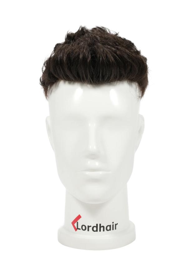 Prótesis capilar para hombre de cabello precortado con cabello natural