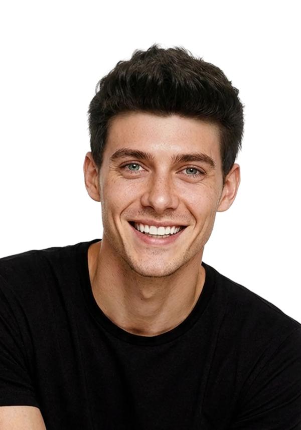 Prótesis capilar para hombre de cabello precortado con cabello natural