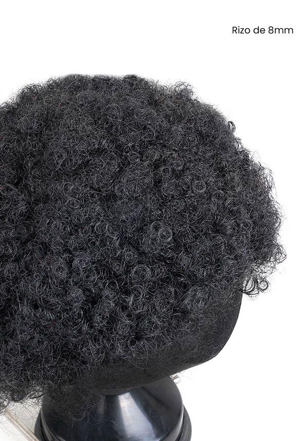 Tupé para hombre de cabello real tipo afro durable con rizo de 8mm