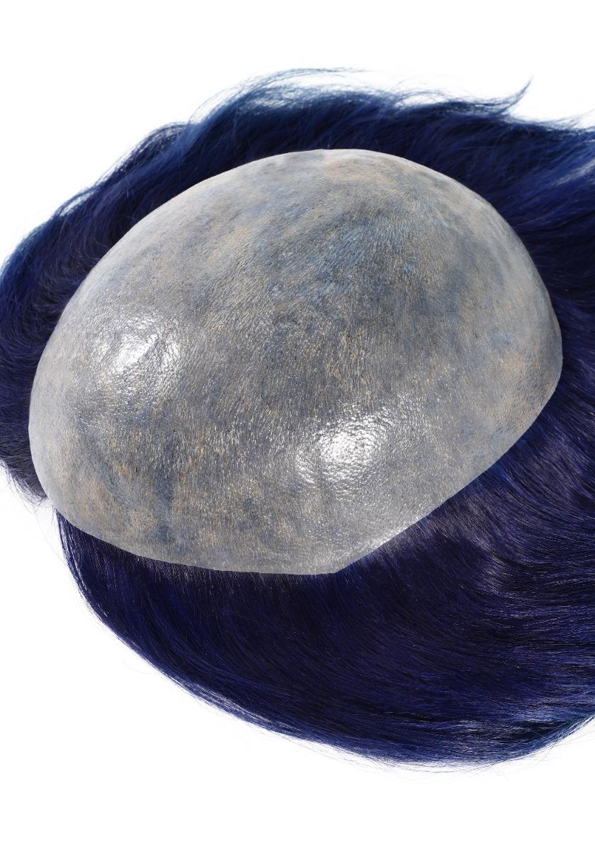 Prótesis capilar profesional de Halloween color Azul elaborada de cabello humano