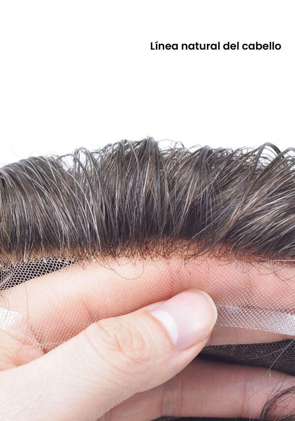 Prótesis Capilar Personalizado de Encaje y  Poliuretano en los Laterales y Posterior. Frontal de Encaje Realista