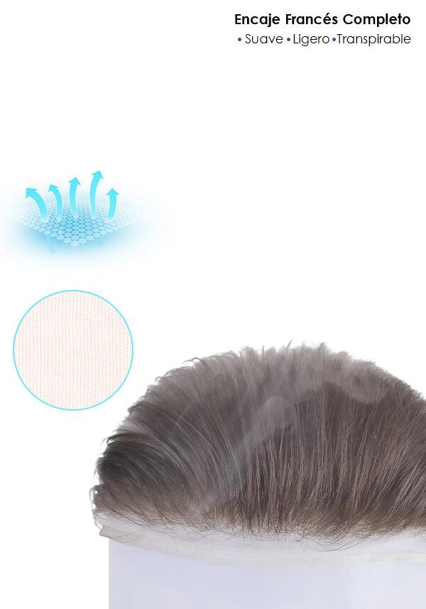 Peluca para hombre de cabello natural altamente transpirable