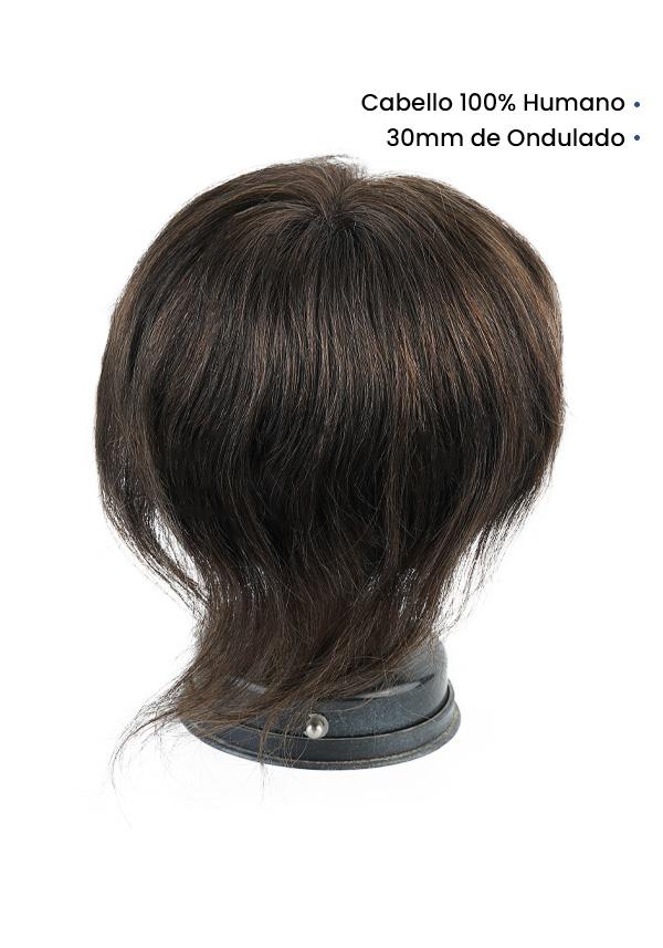 Parche de peluca de cabello real para pérdida de cabello en el área de la coronilla realista y facil de colocar