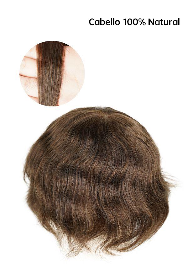 Prótesis capilar para hombre de cabello natural y de apariencia realista con cabello 100% natural