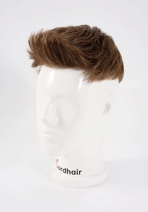 Prótesis capilar para hombre de cabello precortado con cabello natural