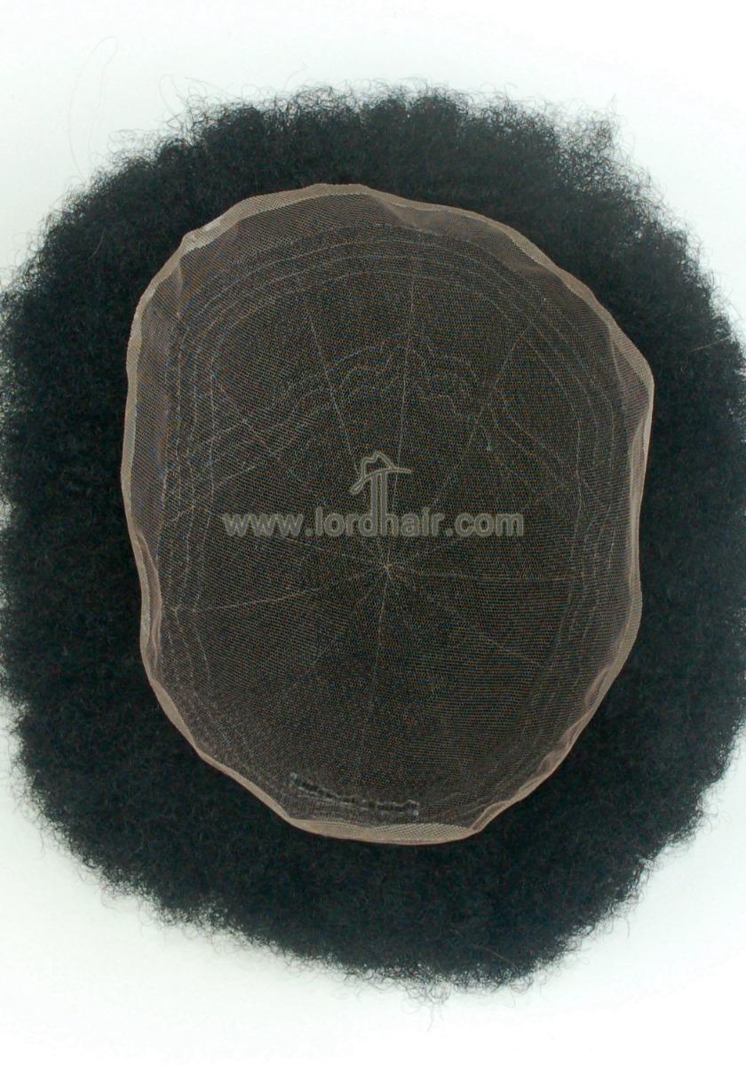 Prótesis Capilar Personalizada de Encaje Completo con Líneas de Costura y Cabello Afro. Altamente Transpirable
