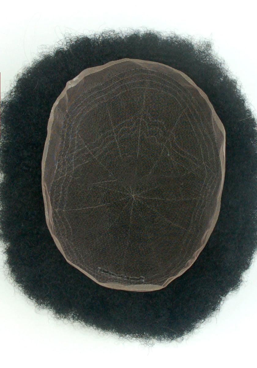Prótesis Capilar Personalizada de Encaje Completo con Líneas de Costura y Cabello Afro de apariencia realista