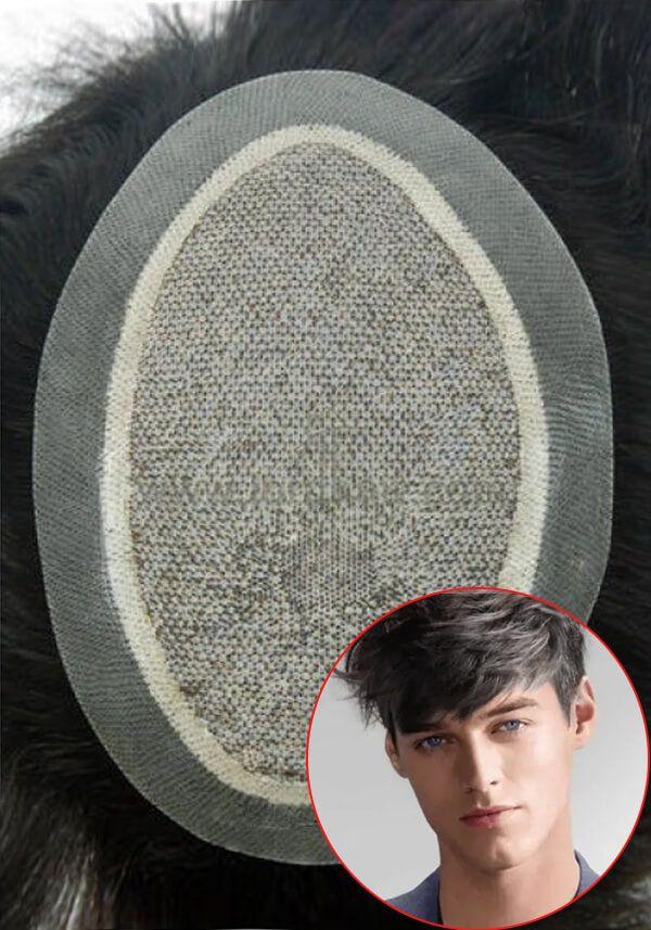 Prótesis Capilar para hombre de Seda con cabello real de facil colocación