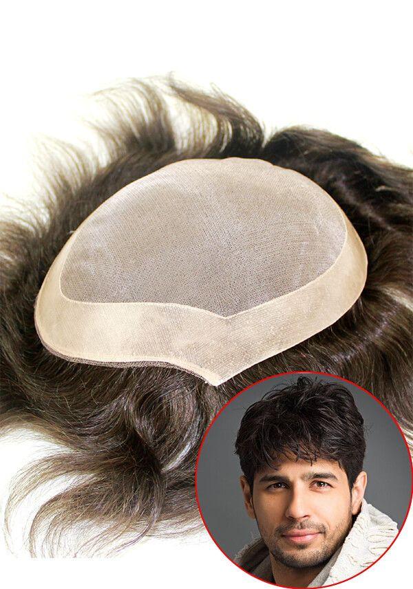 prótesis capilar para hombre con cabello real de color oscuro, durable, económica y personalizada