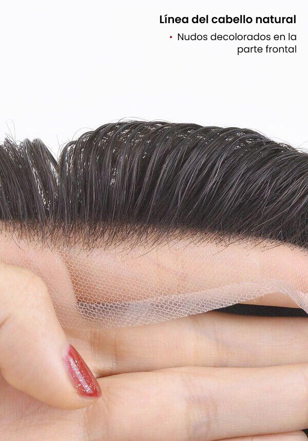 Prótesis Capilar para Hombre de Skin y frontal realista con nudos decolorados y cabello humano
