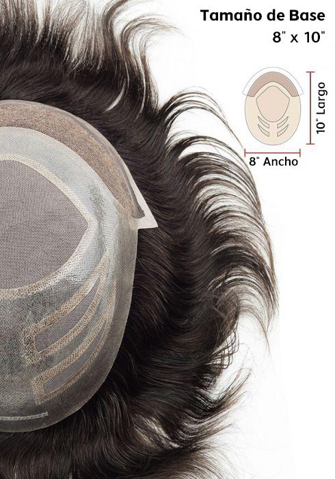 Tupé de Monofilamento con Perímetro de Skin y Encaje Frontal. Altamente Durable y Transpirable